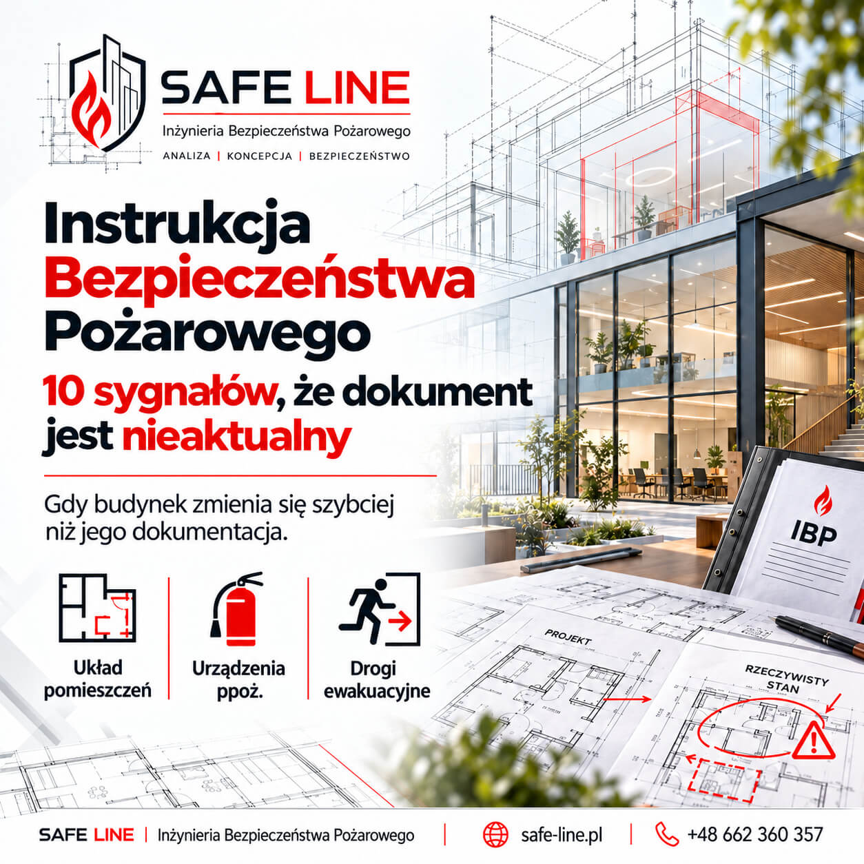 Nieaktualna instrukcja bezpieczeństwa pożarowego - grafika SAFE LINE