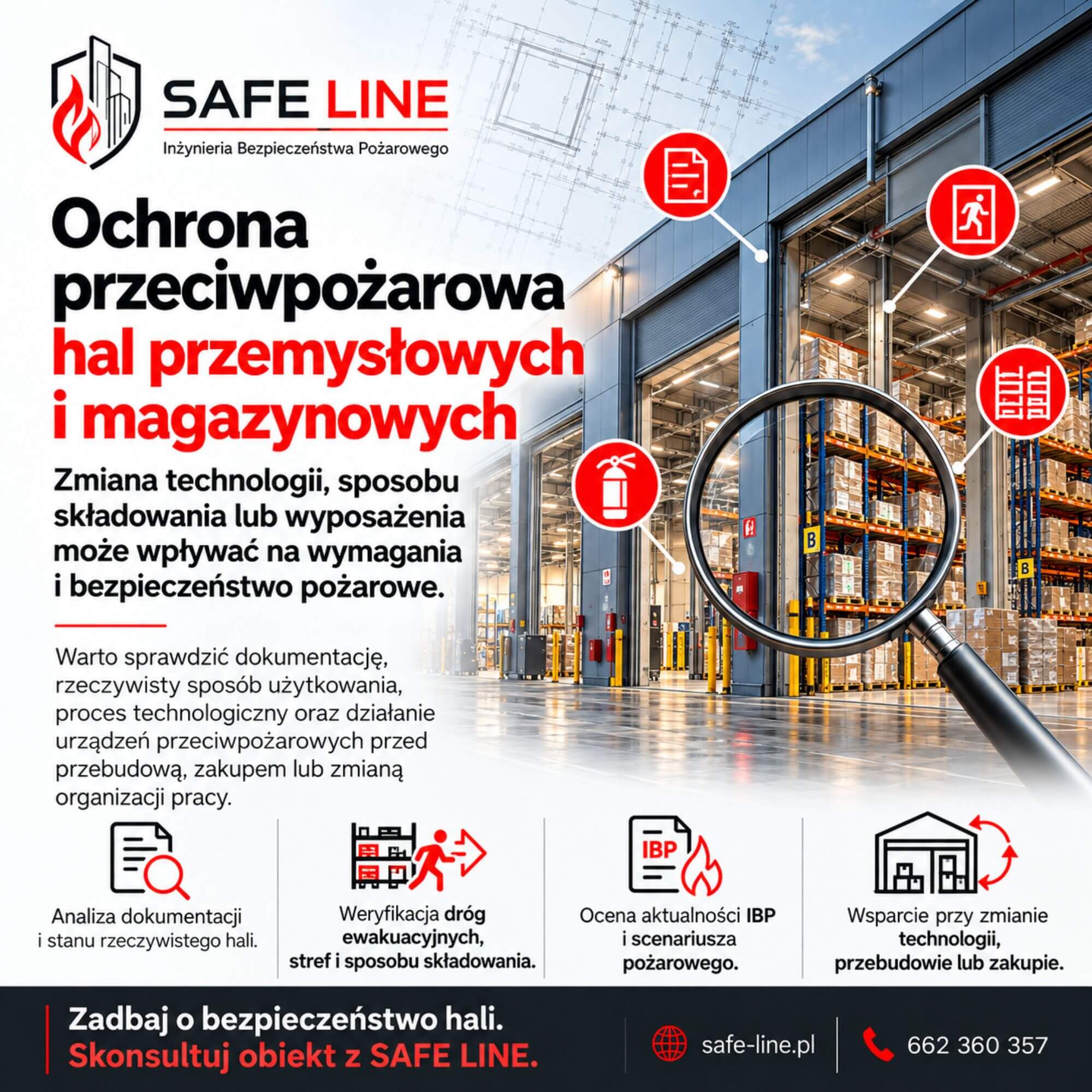 Ochrona przeciwpożarowa hal przemysłowych i magazynowych - SAFE LINE