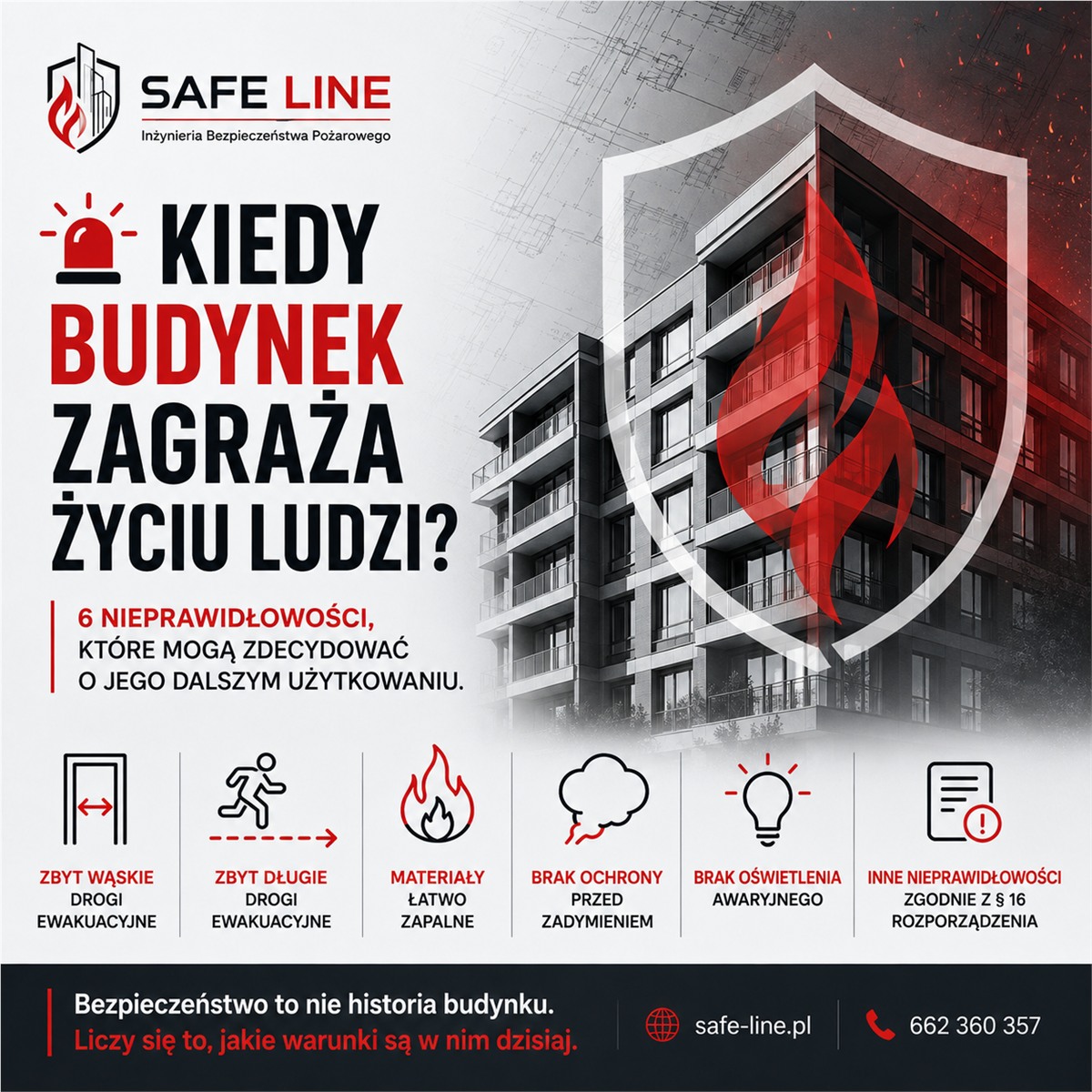 Zagrożenie życia ludzi w istniejącym budynku - kontrola PSP i paragraf 16